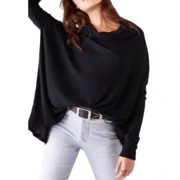 Free People Juicy Sweater Long Sleeve Cowl Neck Black S - Picture 1 of 10